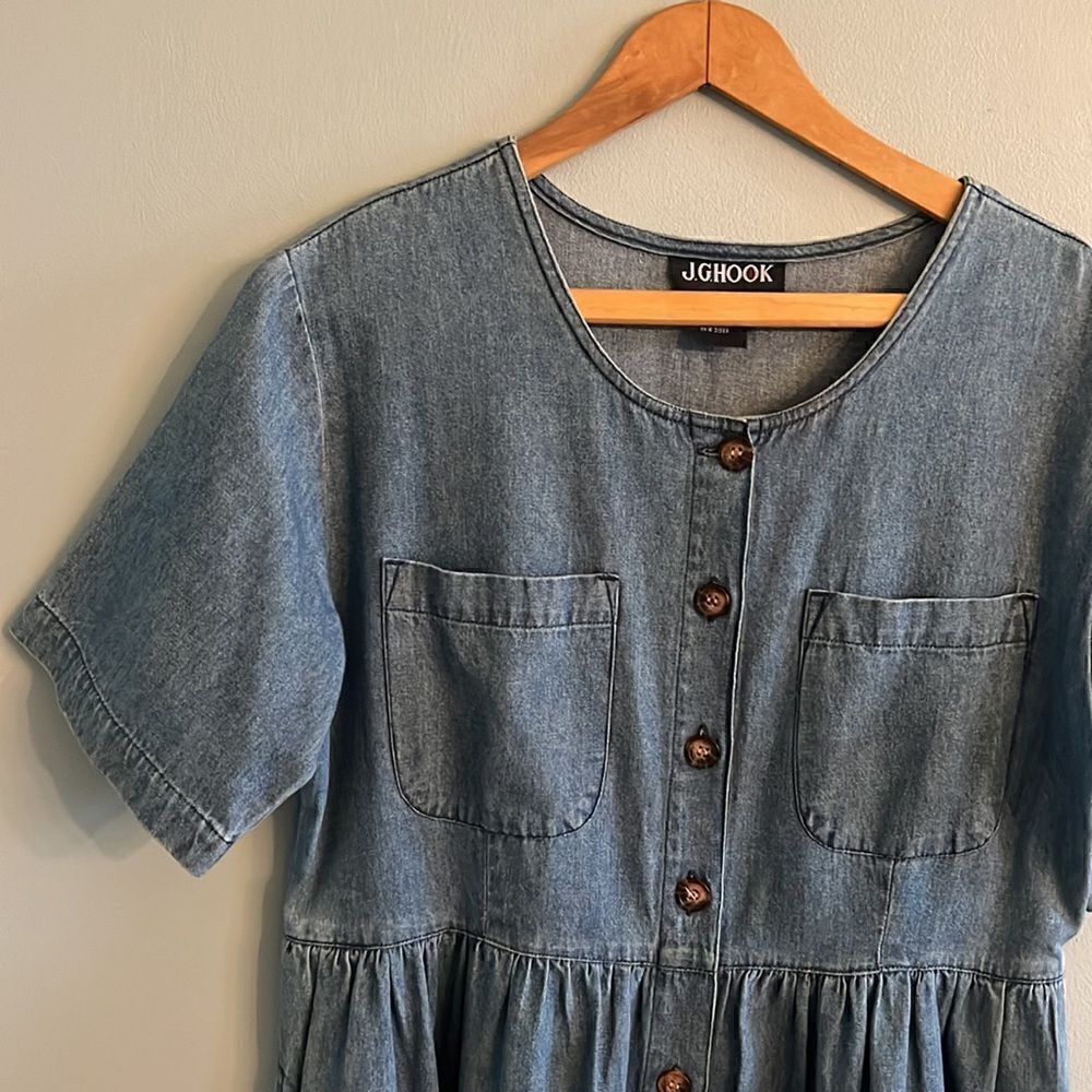 Women’s size 8 Vintage shirt sleeved Denim Dress 100% cotton prairie core - Picture 7 of 14